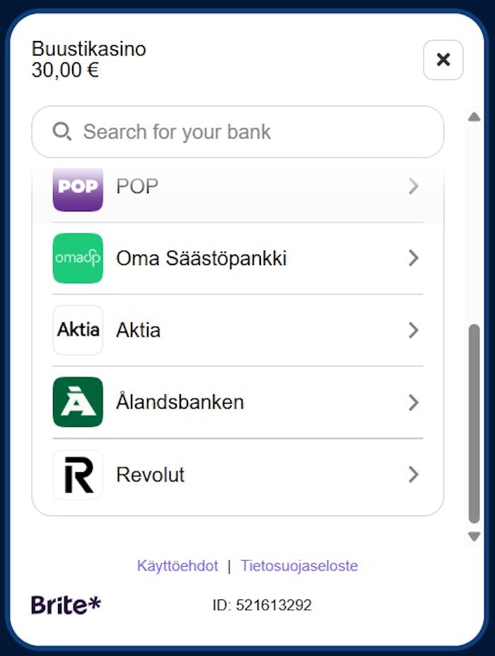 Buusti Casino talletus suomalaisilla verkkopankkitunnuksilla tai Revolutilla.