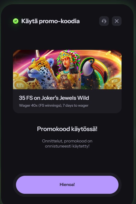 Candybet kasinon ilmoitus 35 ilmaiskierroksen lunastamisesta.