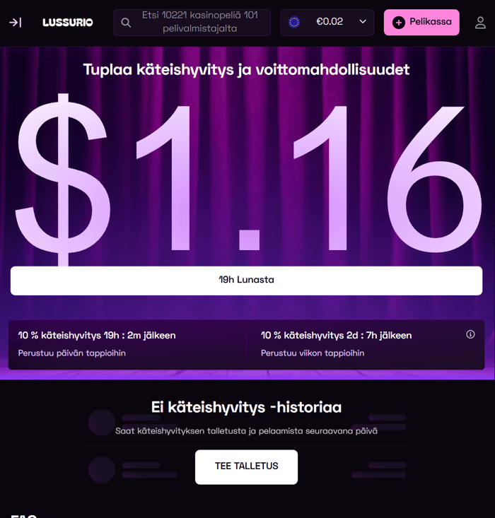 Sain ensimmäisen pelipäivän jälkeen cashbackia, josta saapui ilmoitus suoraan sähköopostiini.