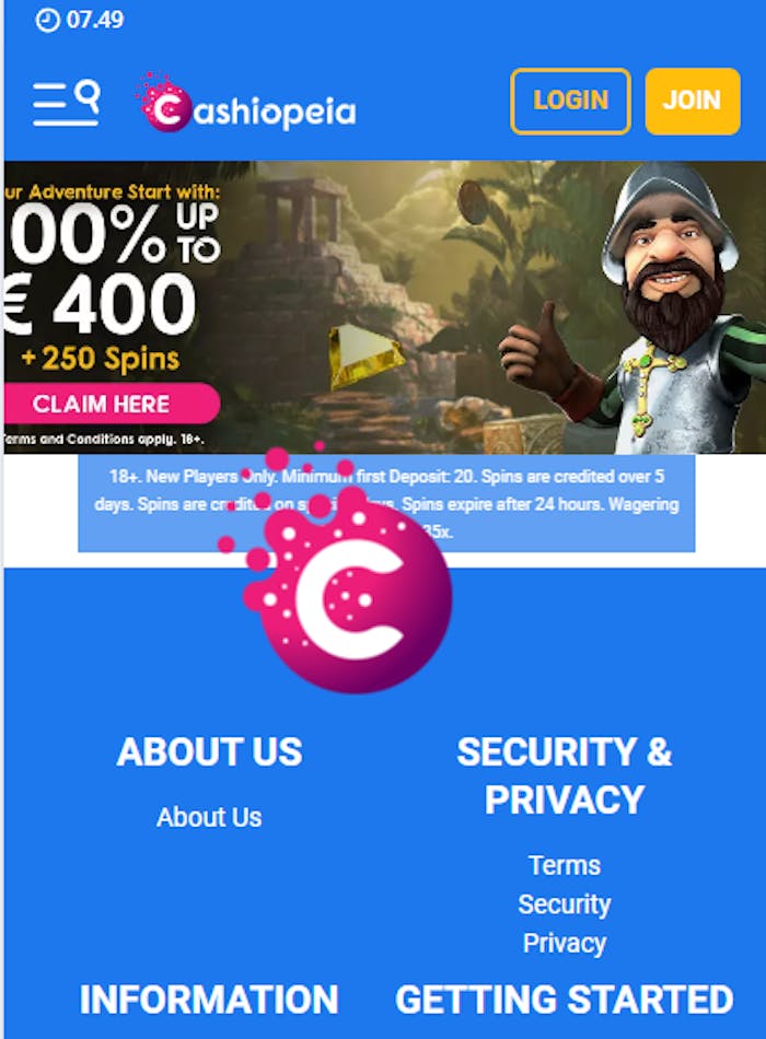 Cashiopeia kasinon etusivu.