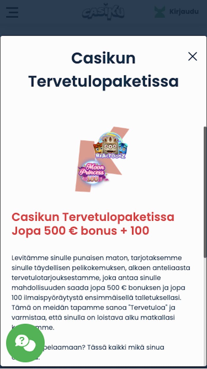 Casiku tarjoaa uusille pelaajille 500 euroa