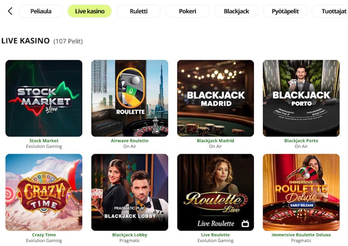 Live Casinon peliaula Casilime Casinolla