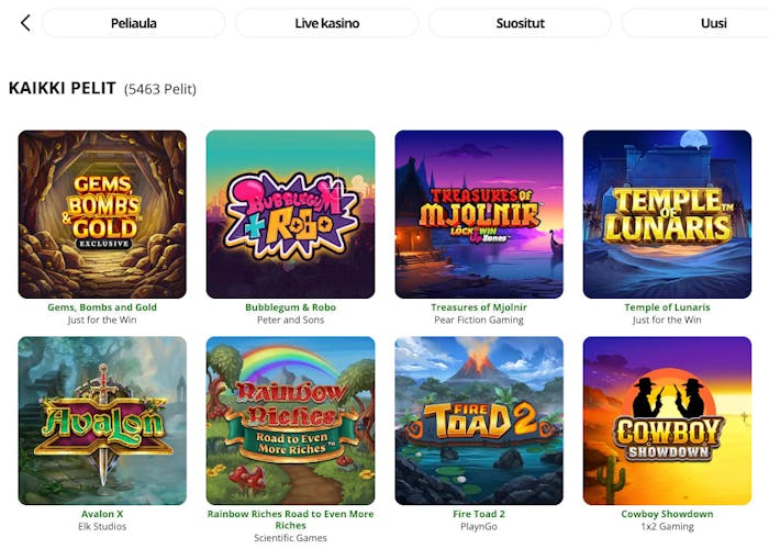 Pelivalikoimaa Casilime Casinolla