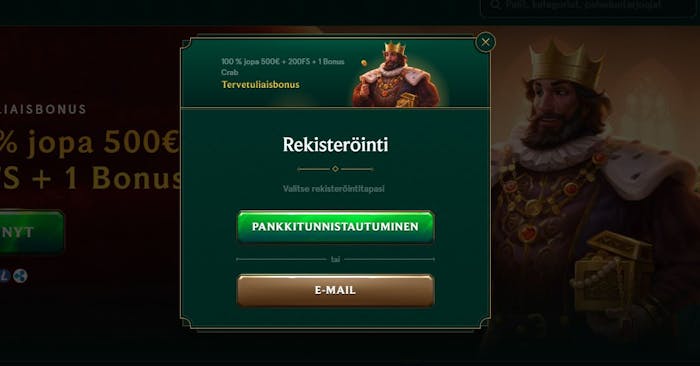 Casinia rekisteröityminen