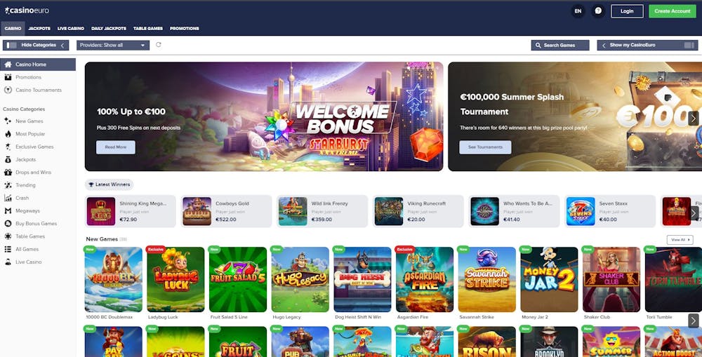 casinoeuro frontpage