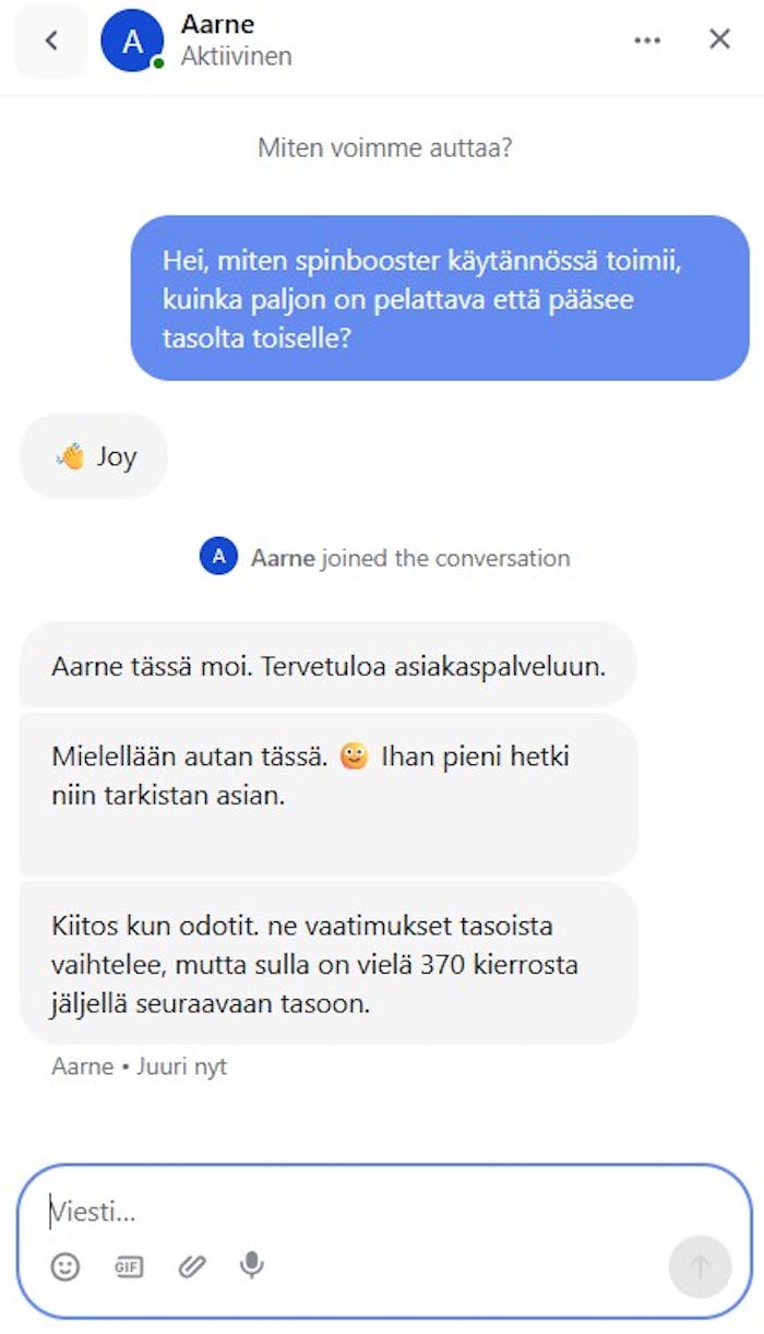 Casino Fridayn suomenkielinen asiakastuki.