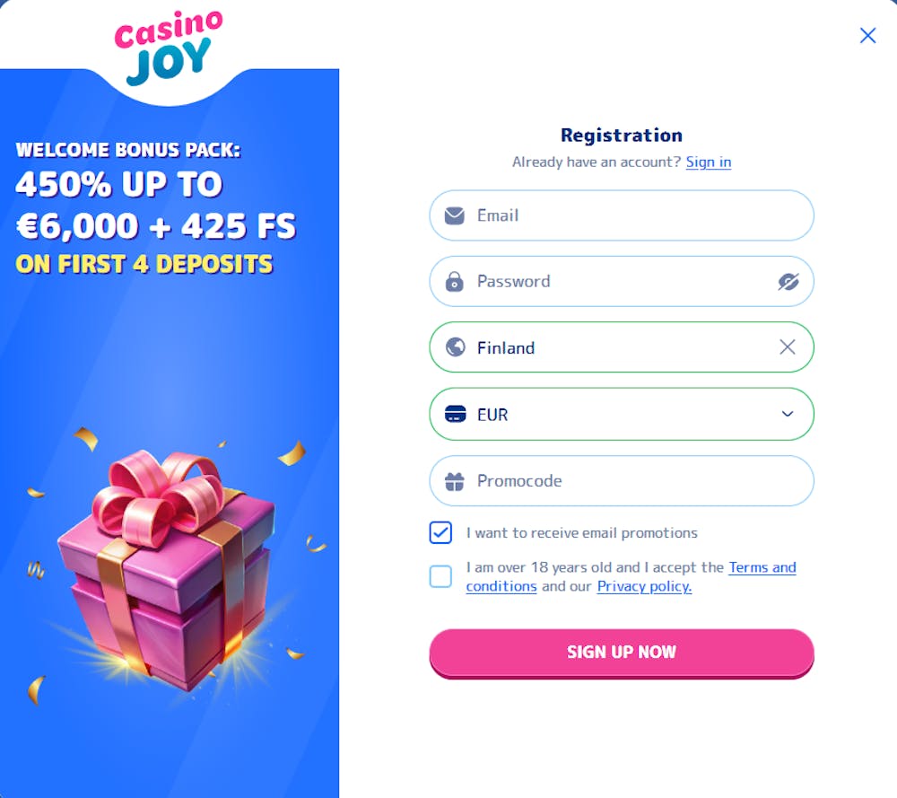 Casino Joyn tervetuliaistarjous viehättää highrollereita.