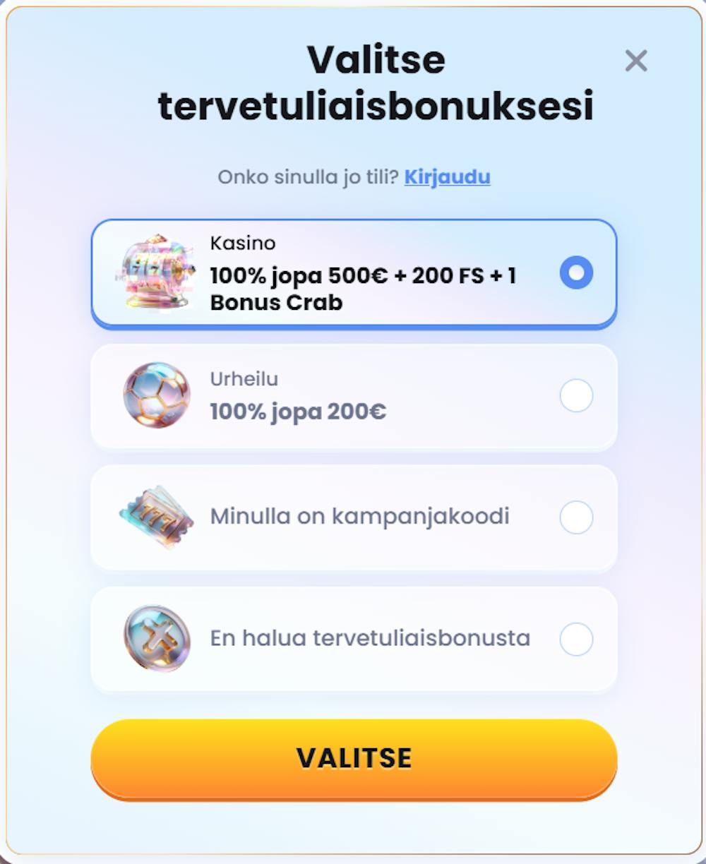 Casinolabin tervetulotarjous on jopa 500€.