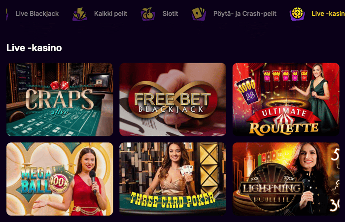 Casinoloots live casino sisältää klassikot