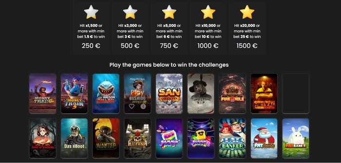 Casinostarsin haasteet tarjoavat erilaisia tehtäviä suosituissa kolikkopeleissä, kuten San Quentin, Razon Shark ja Jammin Jars.