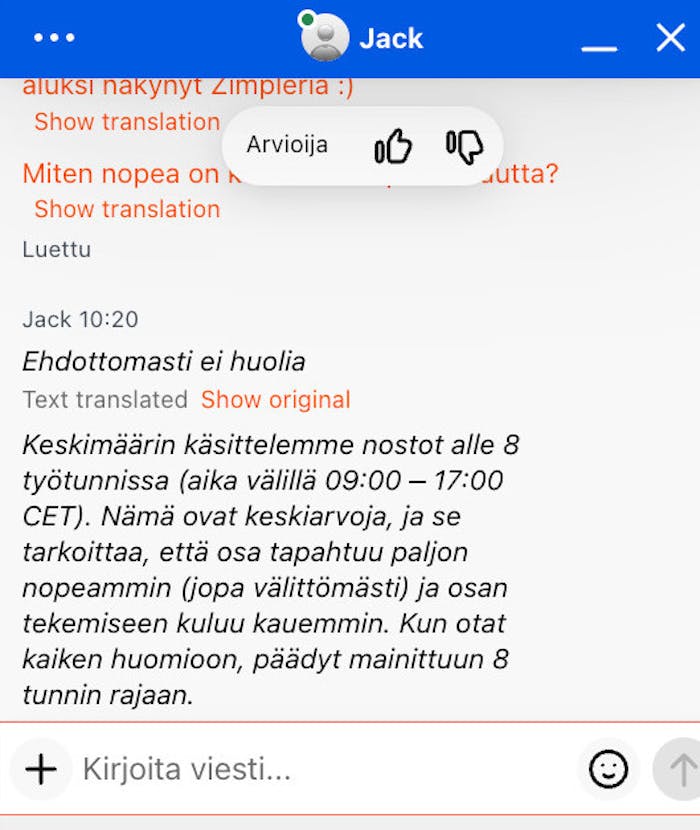 Casino Vibesin asiakaspalvelu toimii myös suomeksi käännöstyökalun avulla.