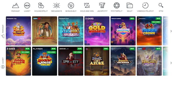 Casino X pelivalikoimaan kuuluu useita suosittuja kolikkopelejä, kuten Book of Dead.
