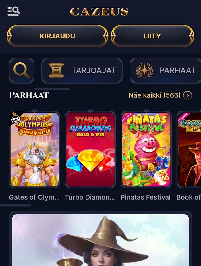 cazeus kasinon peliaula mobiililaitteella.