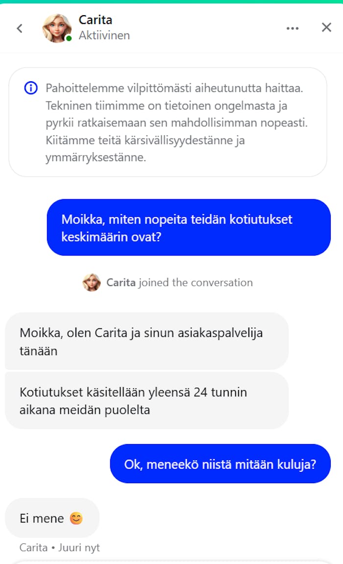 Chipz Casinon livechat, jossa kysyt??n kotiutusten nopeuksista ja kuluista. Chat vahvistaa, ett? kotiutukset ovat kuluttomia.