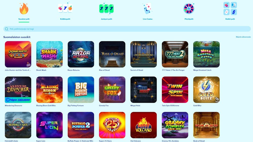 chipz casino pelejä