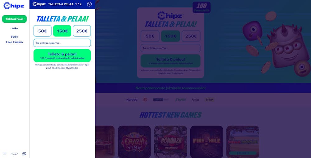 chipz casino Ilmoittautumisikkuna