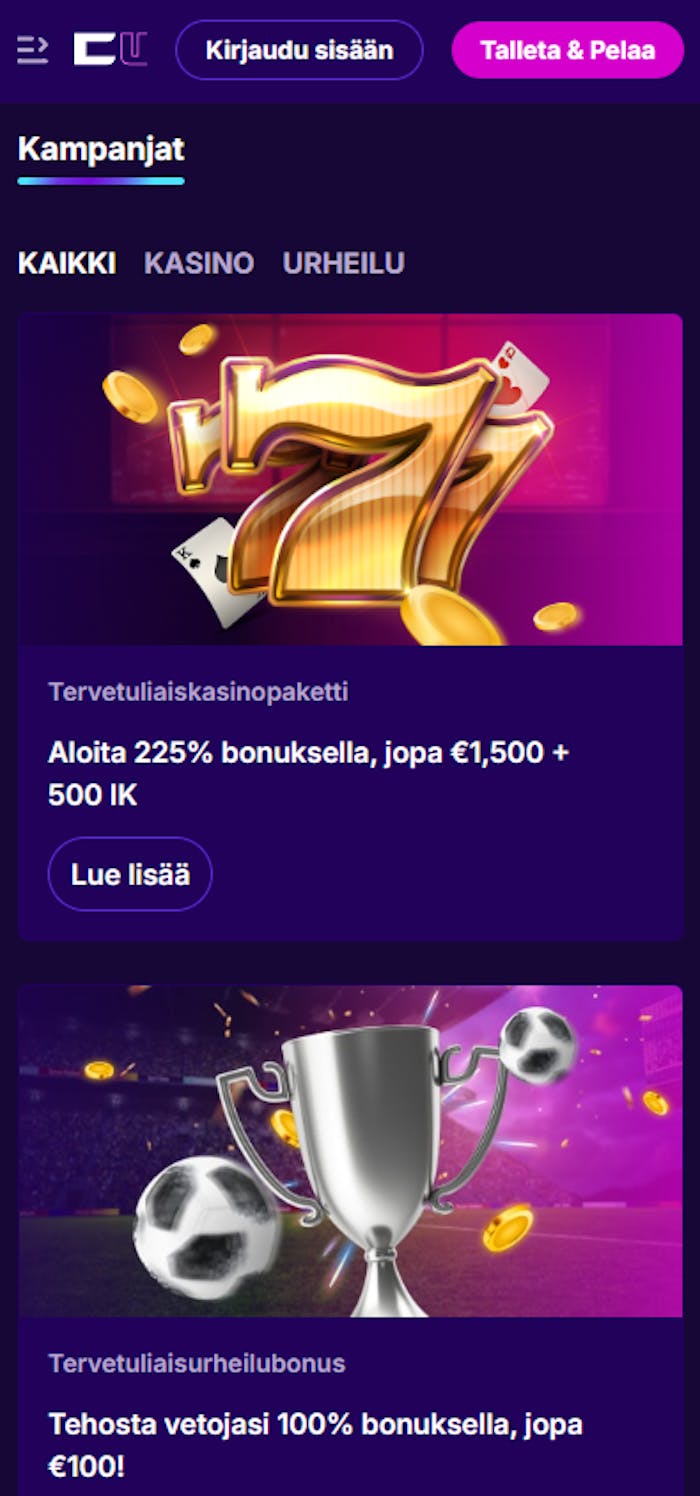 Cipherwins Casinon tervetuliaisbonus kasinopeleihin sek? vedonly?ntiin.