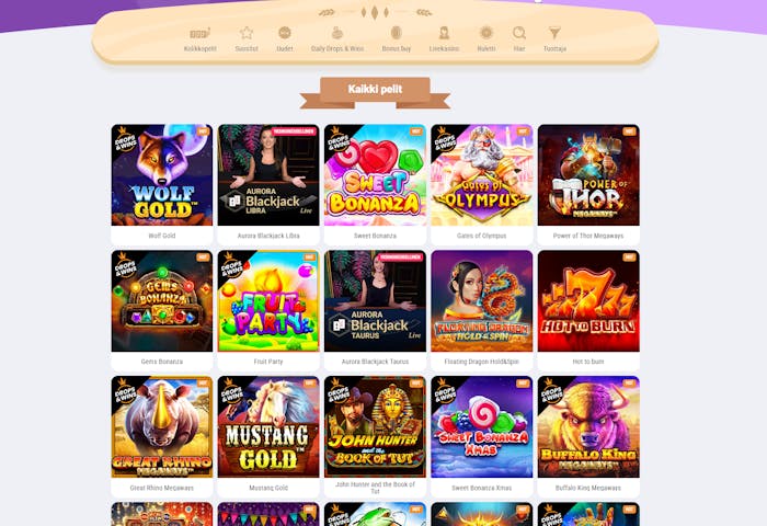 Cookie Casino pelien valinta