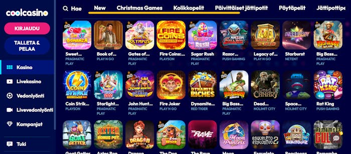coolcasinon pelivalikoima