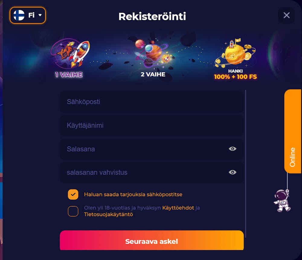 cosmicslotin login