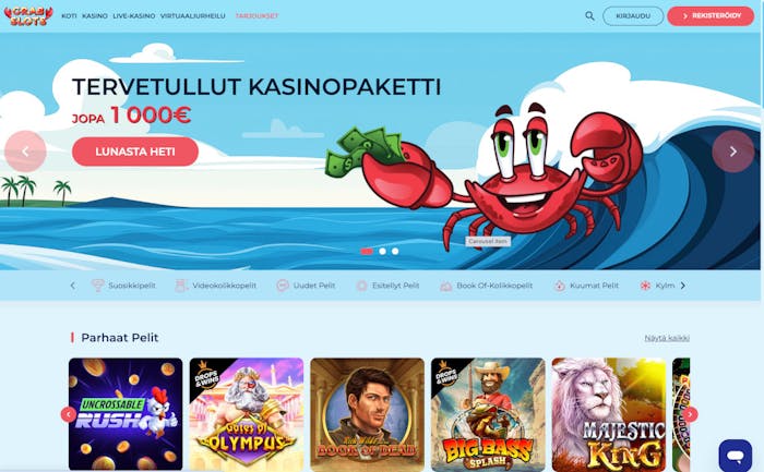 Crabslots Casino tarjoaa 1 000  bonuspaketin