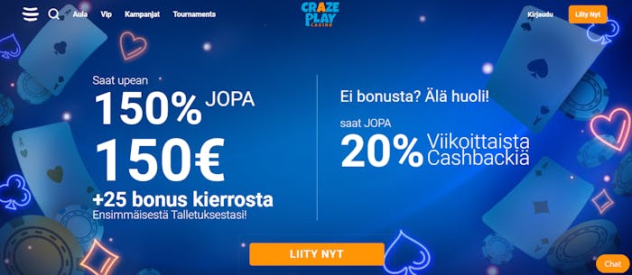 crazeplayn tervetulotarjous