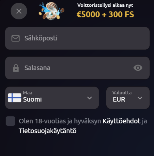 Crusino Casino toimii perinteisen rekisteröitymisen kautta, joten pelaaminen alkaa lomakkeen täyttämisellä.