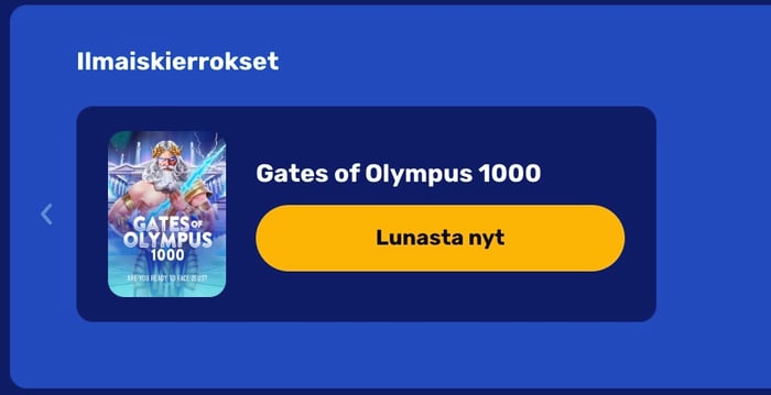Ilmaiskierrokset Gates of Olympus 1000 -peliin.