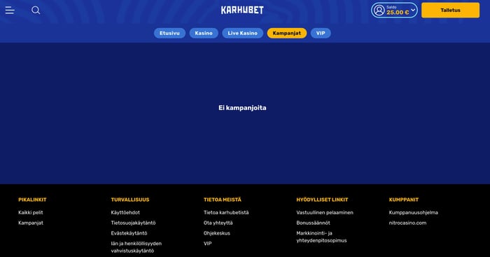 Bonusnäkymä ilman aktiivisia bonuksia.
