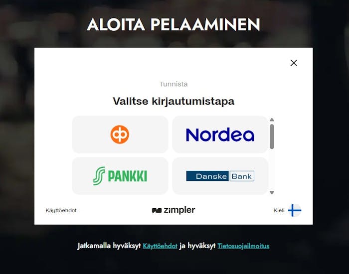Dolly Casinolla kirjautuminen ja pelaamisen aloittaminen hoituu verkkopankkitunnuksilla.