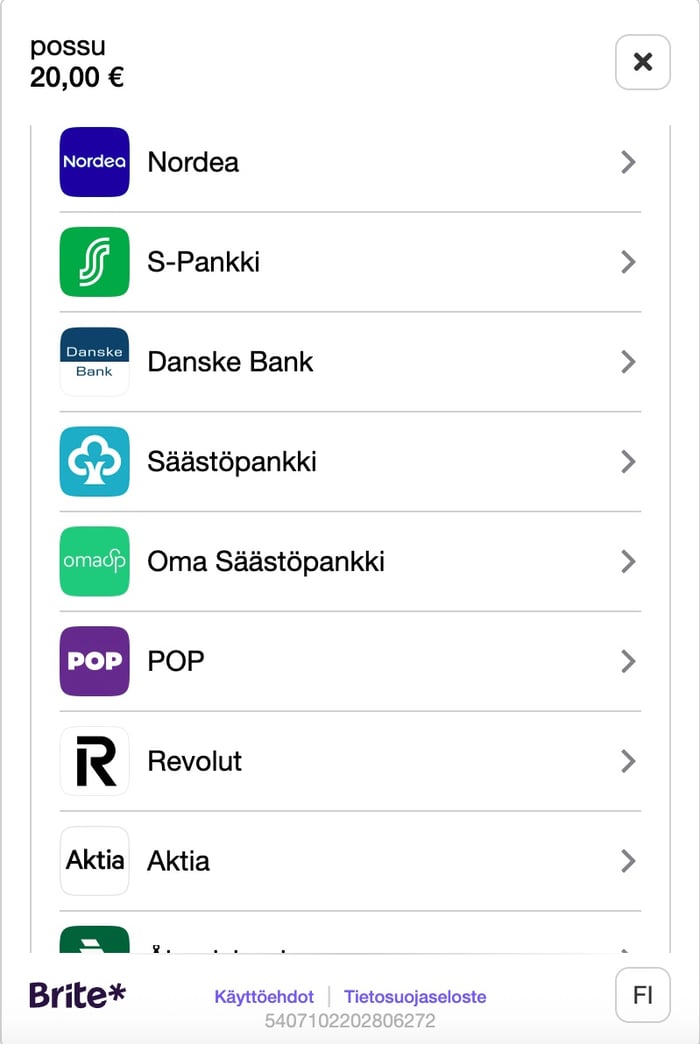 Pankin valinta Briten kautta Possulla.