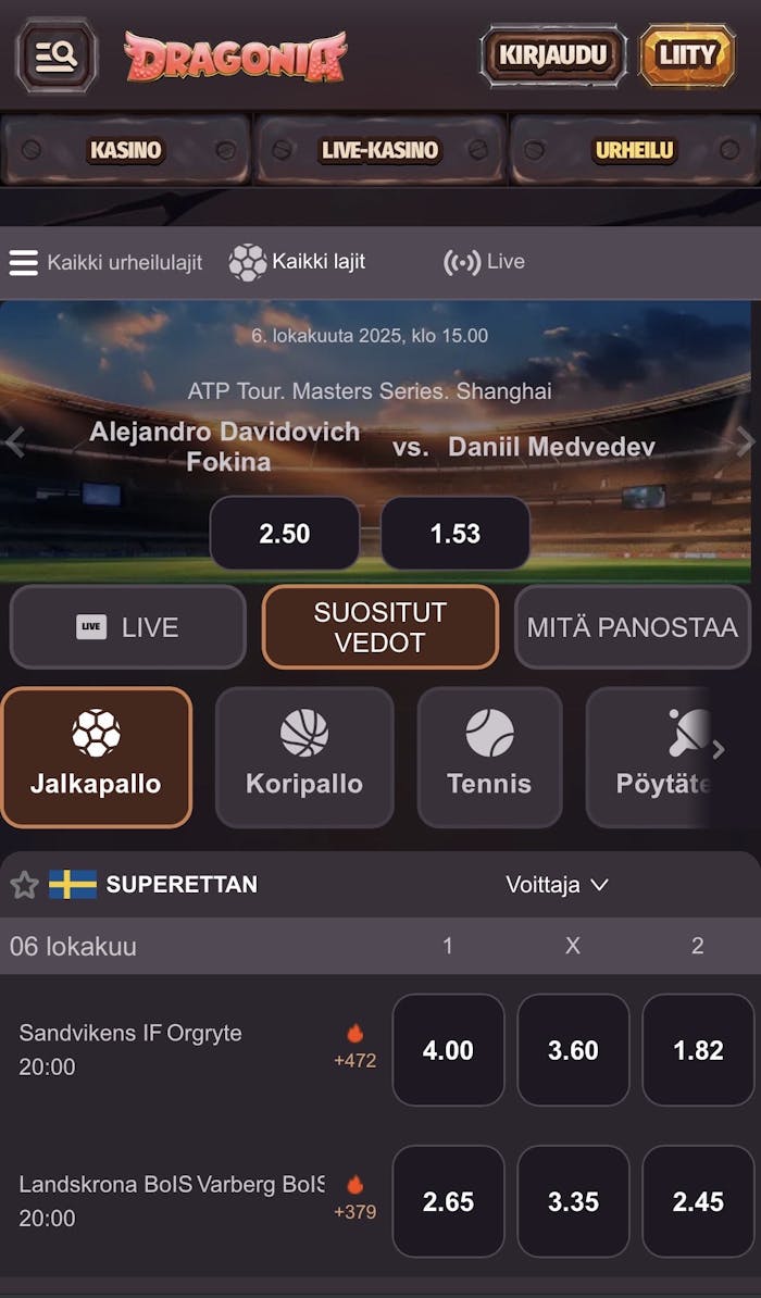 Dragonialla pääset lyömään vetoa