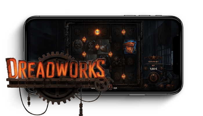 Dreadworks kolikkopeli puhelimen ruudulla vaakatasossa