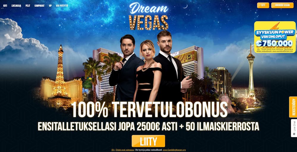 Dream Vegas Casinon kotisivut