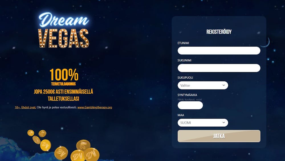 Dream Vegas Casinolle rekisteröityminen