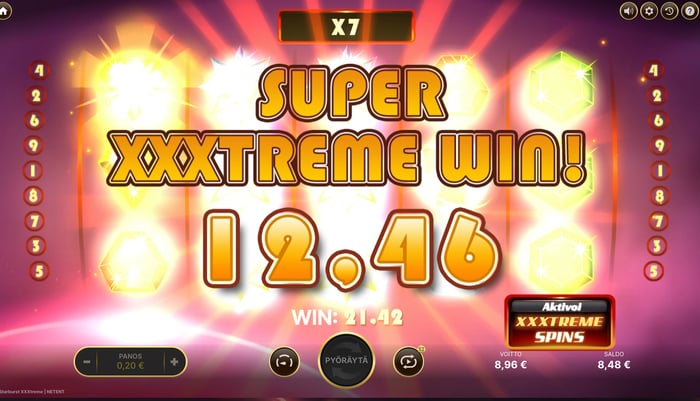 12,46 euron voitto Starburst XXXtreme -pelistä,