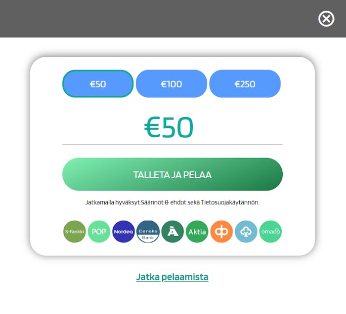 Dynabetin 1000 euron tervetulotarjous lämmittää mukavasti pelikassaa.