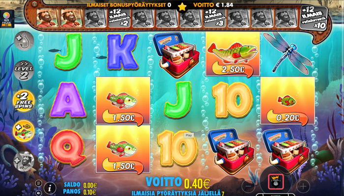 0,40 euron voitto Big Bass Splash -pelistä.