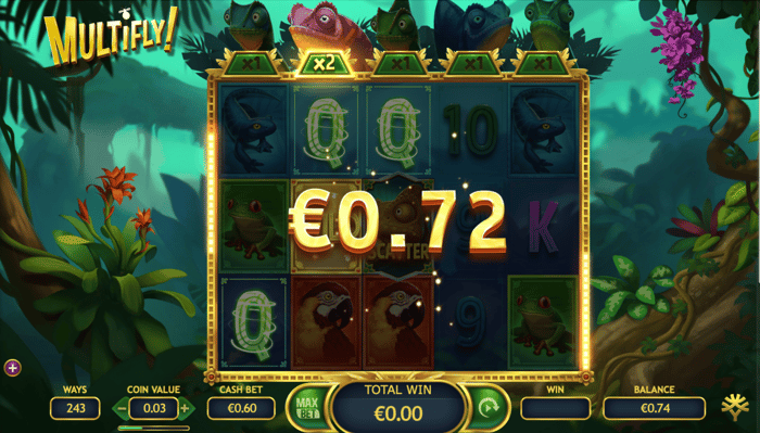 0,72 euron voitto Multifly-pelistä.