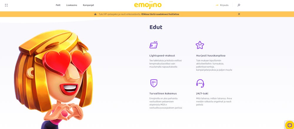 Emojin pelivalikoima