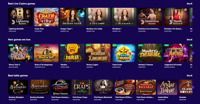 Empire.io Casinon pelivalikoima
