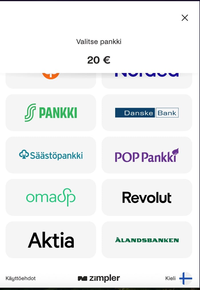 Pankin valinta Zimpler-talletuksessa.