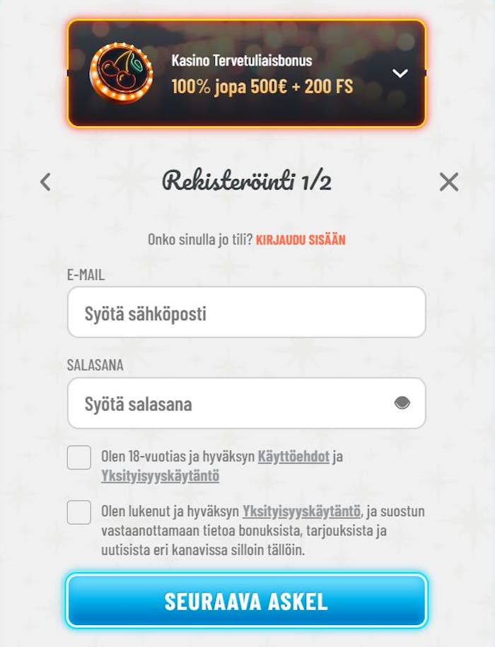 extra vegas ilmoittautumissivu