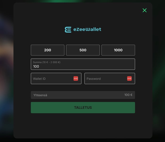 eZeeWallet talletus casinolle