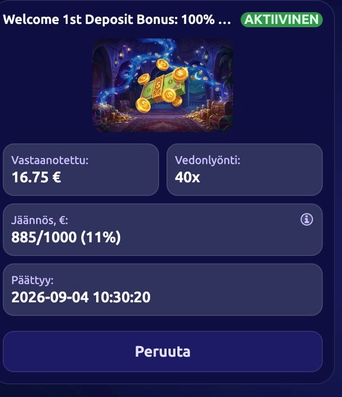 Kierrätysmittari näyttää, että vaatimuksesta on täytetty 11 %. Kierrätettävää jäljellä 885 euroa.
