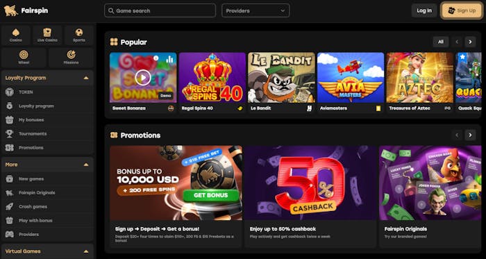 Fairspin Casinon etusivu