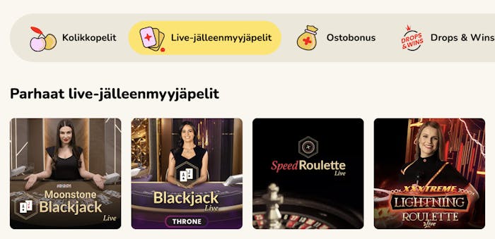 Fat Fruit kasinolta löytyy kaikki suositut live kasinopelit kuten Speed Roulette