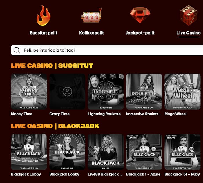 Flamez Casinolla pelataan blackjackia ja muita hauskoja pelejä