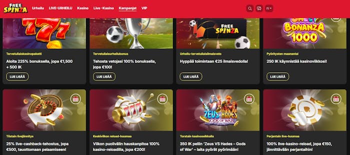Free Spinzalla on monia eri bonuksia tarjolla