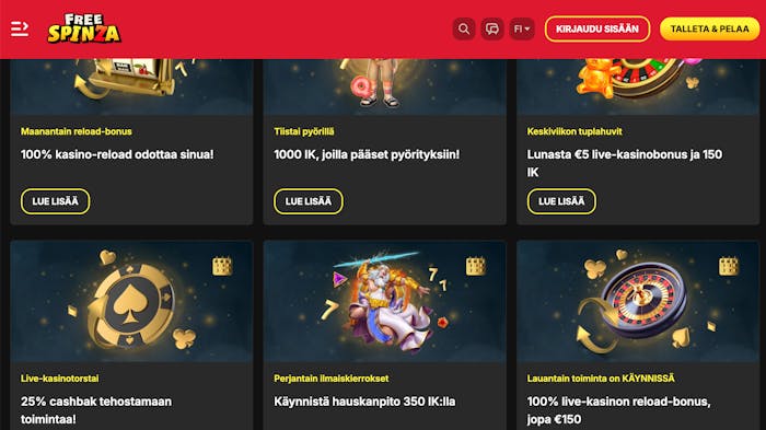 Free Spinza reload-bonukset